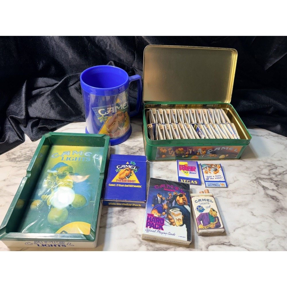 CAMEL LOT~ ASHTRAY, CARDS, CUP, TIN‎ & MATCHES (2846)